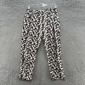 Derek Lam 10 Crosby Pants Womens 6 Black Geo Silk Pleated Pull On Dressy Ankle